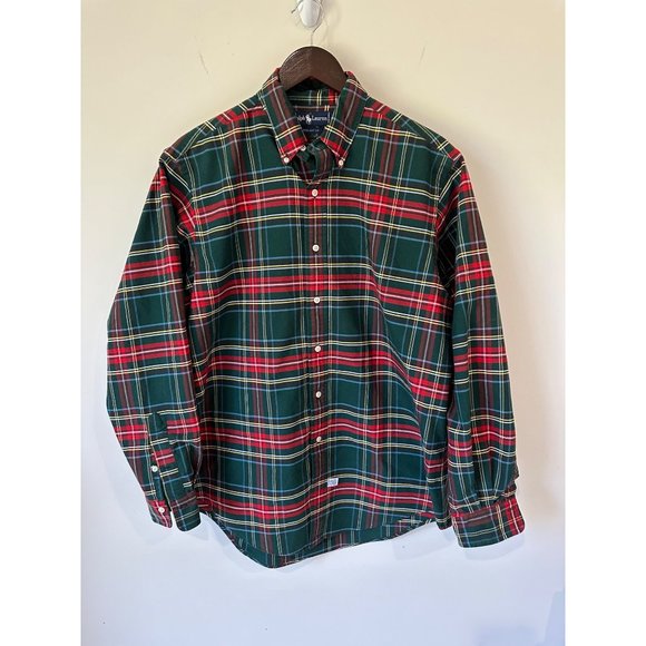 Ralph Lauren Mens Large Cotton Twill Tartan Plaid Long Sleeve Button Down Shirt - Picture 2 of 12